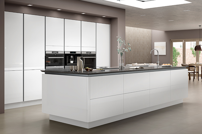 eton gloss cream true handleless kitchen | designer kitchens